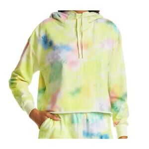 Alice plus Olivia Tie Dye Funnel Neck Crop Hoodie,  Beachside Yellow M